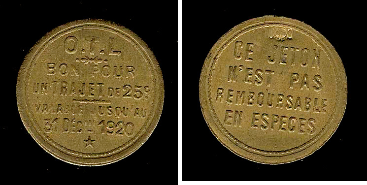 O T L   Lyon - Rhône (69) 25 centimes 1920 SPL